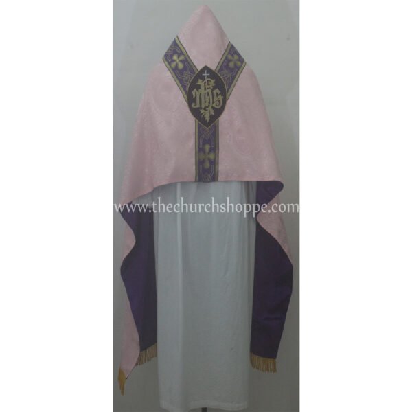 LIGHT ROSE HUMERAL VEIL WITH IHS EMBROIDERY