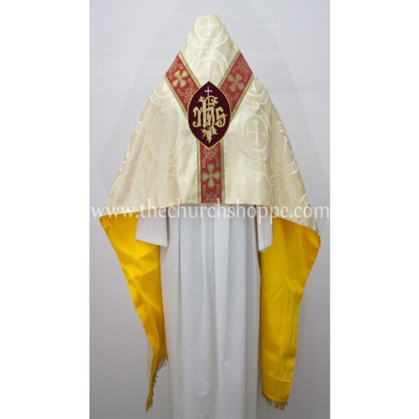 METALLIC GOLD HUMERAL VEIL WITH IHS EMBROIDERY
