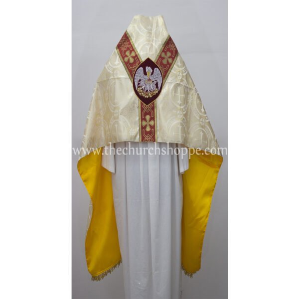 METALLIC GOLD HUMERAL VEIL WITH PELICAN EMBROIDERY