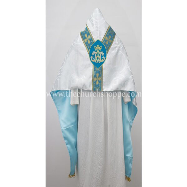 METALLIC SILVER HUMERAL VEIL WITH AM EMBROIDERY
