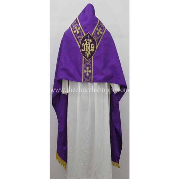 PURPLE HUMERAL VEIL WITH IHS EMBROIDERY