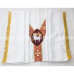 WHITE HUMERAL VEIL WITH AGNUS DEI EMBROIDERY - Image 3