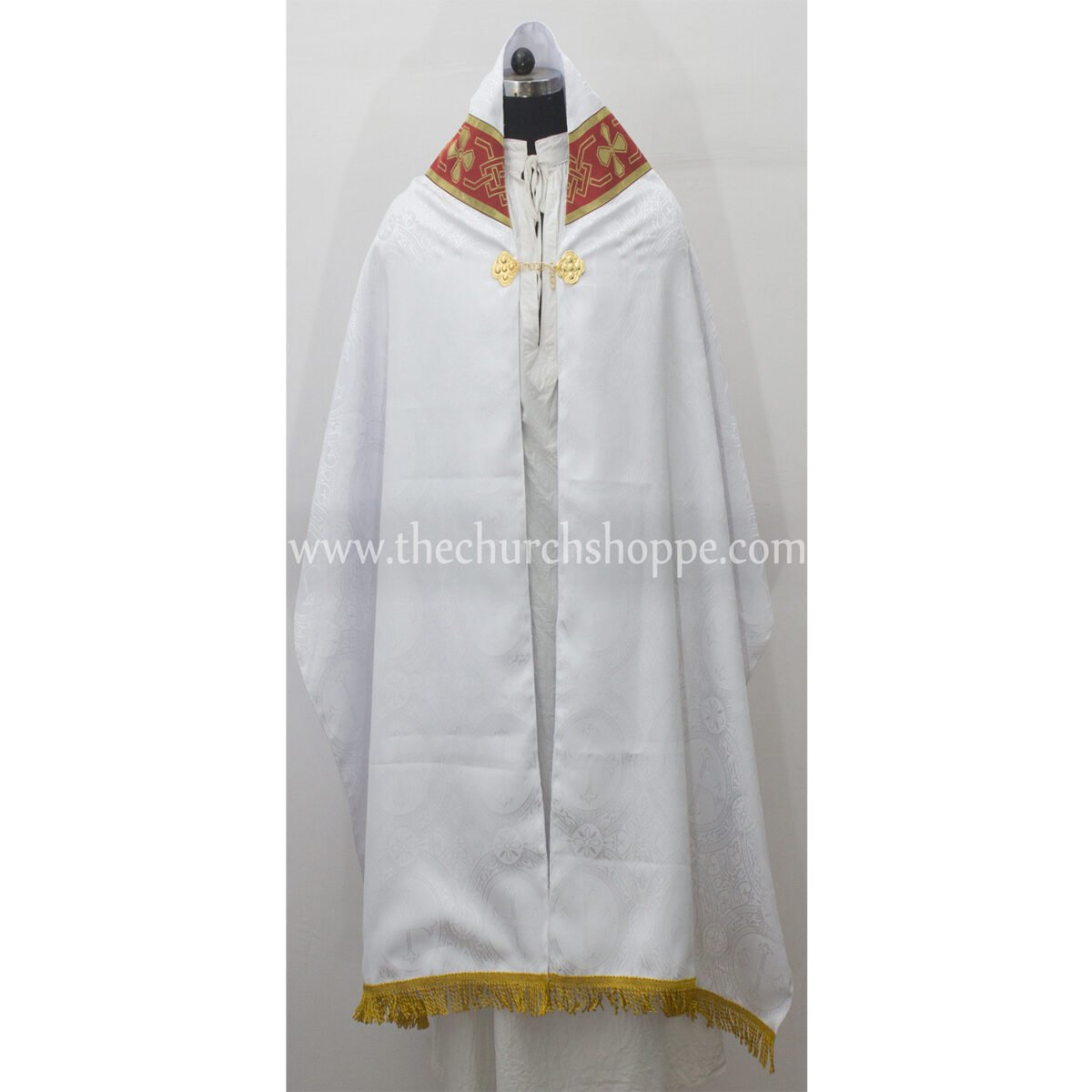 WHITE HUMERAL VEIL WITH AGNUS DEI EMBROIDERY - Image 2