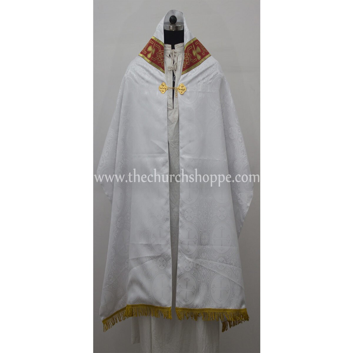 WHITE HUMERAL VEIL WITH IHS EMBROIDERY - Image 2