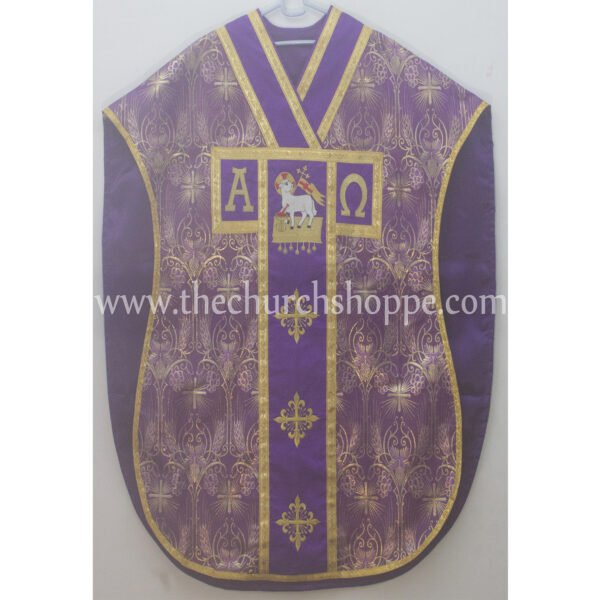 METALLIC PURPLE ST. PHILIP NERI VESTMENT AND MASS SET WITH SLAIN AGNUS DEI EMBROIDERY