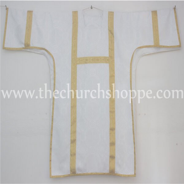 WHITE ROMAN TUNICLE VESTMENT WITH  MANIPLE