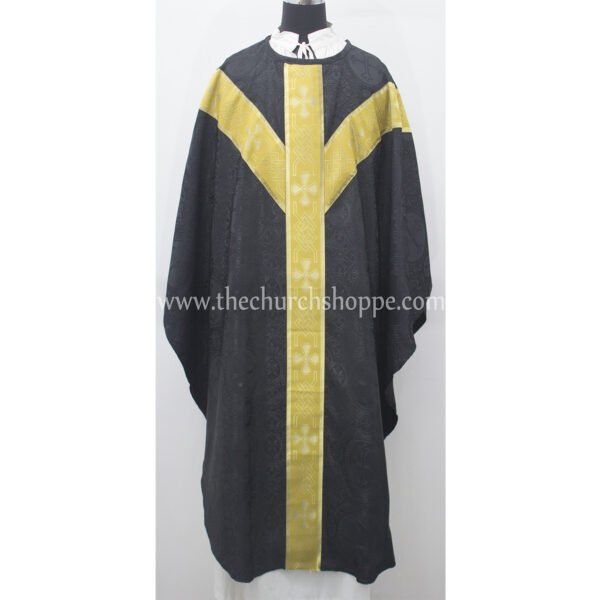 BLACK GOTHIC VESTMENT WITH  PAX EMBROIDERY