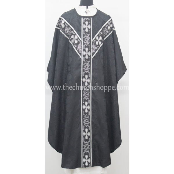 BLACK GOTHIC VESTMENT WITH  PAX EMBROIDERY