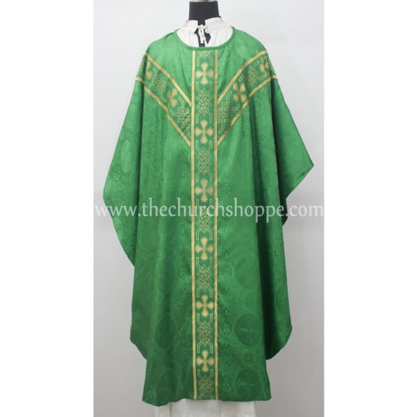GREEN GOTHIC VESTMENT WITH IHS EMBROIDERY
