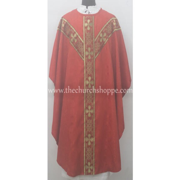 RED GOTHIC VESTMENT WITH HOLY SPIRIT EMBROIDERY
