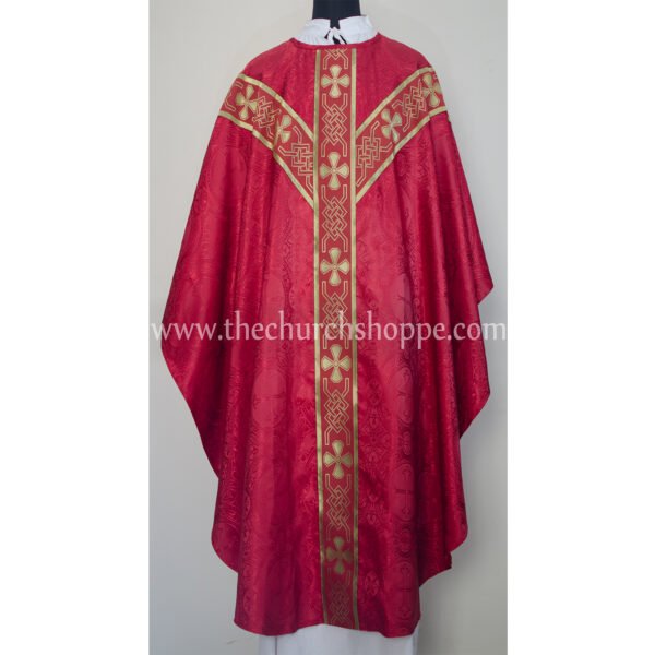 RED GOTHIC VESTMENT WITH PAX EMBROIDERY