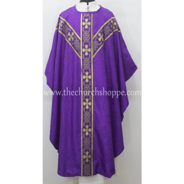 PURPLE GOTHIC VESTMENT WITH IHS EMBROIDERY