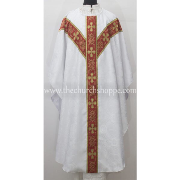 WHITE GOTHIC VESTMENT WITH PAX EMBROIDERY