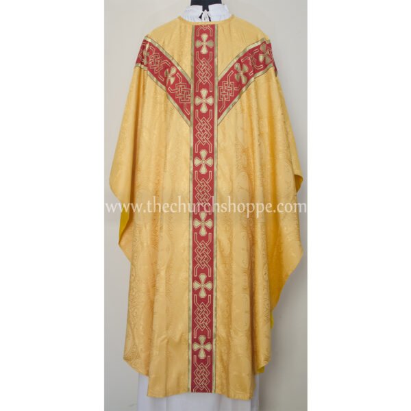 YELLOW GOTHIC VESTMENT WITH IHS EMBROIDERY