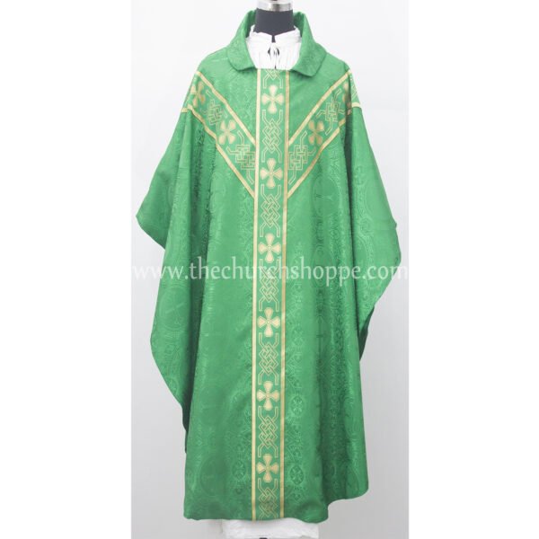 GREEN GOTHIC VESTMENT WITH IHS EMBROIDERY