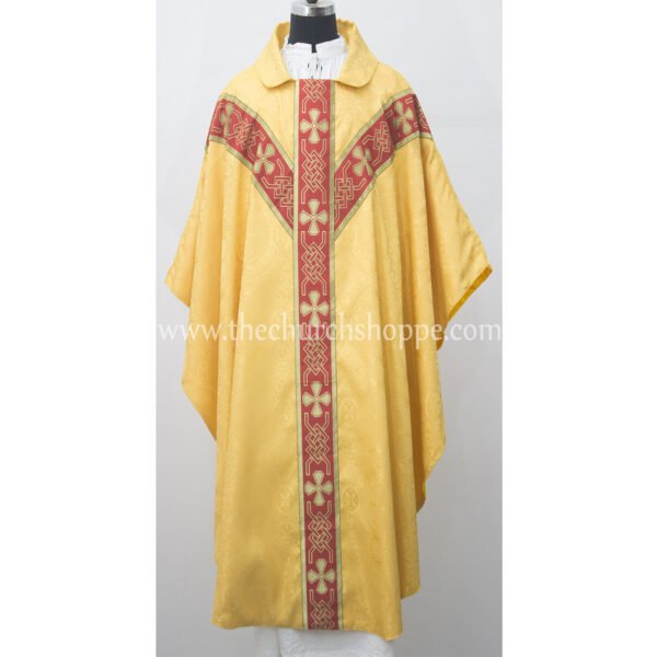YELLOW GOTHIC VESTMENT WITH IHS EMBROIDERY