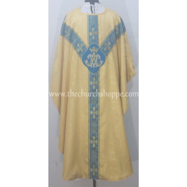 YELLOW GOTHIC VESTMENT WITH AM EMBROIDERY