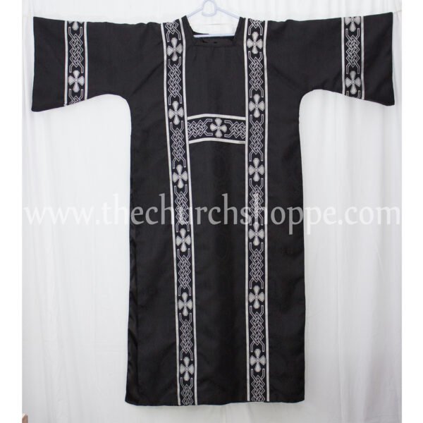 BLACK GOTHIC TUNICLE VESTMENT WITH MANIPLE