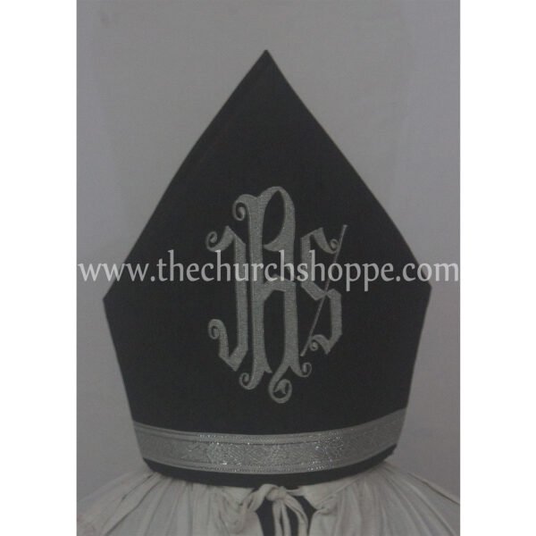 BLACK MITRE WITH IHS EMBROIDERY
