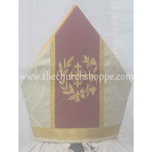 METALLIC GOLD MITRE WITH CROSS EMBROIDERY