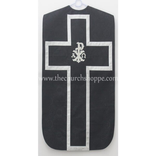 BLACK ROMAN FIDDLEBACK CHASUBLE AND MASS SET WITH PAX EMBROIDERY