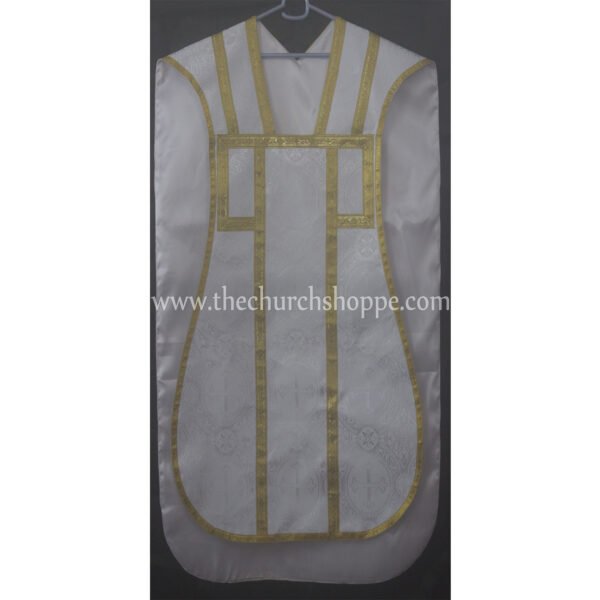 WHITE ROMAN FIDDLEBACK CHASUBLE AND MASS SET