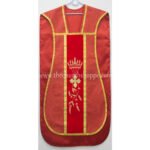 RED ROMAN FIDDLEBACK CHASUBLE AND MASS SET WITH IHS EMBROIDERY - Image 2