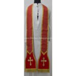 RED ROMAN FIDDLEBACK CHASUBLE AND MASS SET WITH IHS EMBROIDERY - Image 3