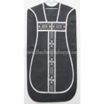 BLACK ROMAN FIDDLEBACK CHASUBLE AND MASS SET WITH IHS EMBROIDERY - Image 2