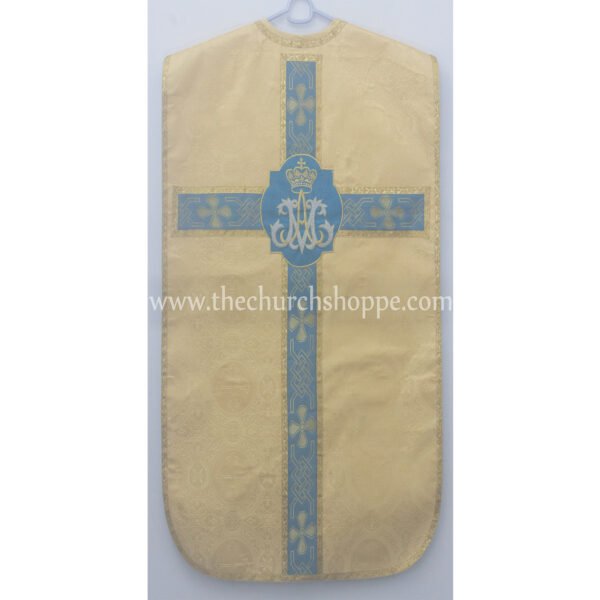 YELLOW ROMAN FIDDLEBACK CHASUBLE AND MASS SET WITH AM EMBROIDERY
