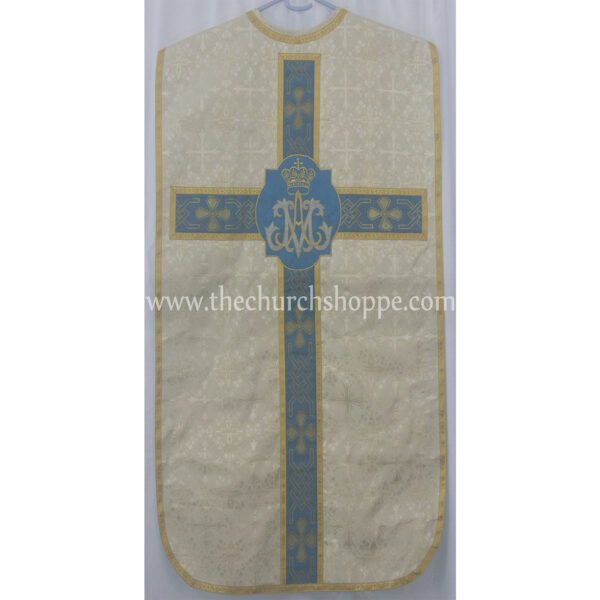 METALLIC GOLD ROMAN FIDDLEBACK CHASUBLE AND MASS SET WITH AM EMBROIDERY