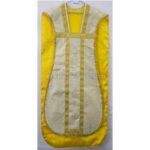 METALLIC GOLD ROMAN FIDDLEBACK CHASUBLE AND MASS SET WITH EUCHARIST EMBROIDERY - Image 2