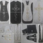 BLACK AND WHITE REVERSIBLE TRAVEL ROMAN FIDDLEBACK VESTMENT AND MASS SET WITH IHS EMBROIDERY