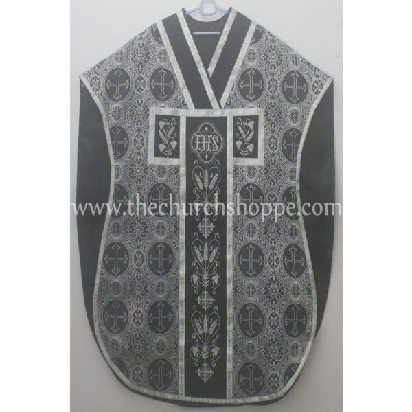 BLACK WITH WHITE ST. PHILIP NERI VESTMENT AND MASS SET WITH IHS EMBROIDERY