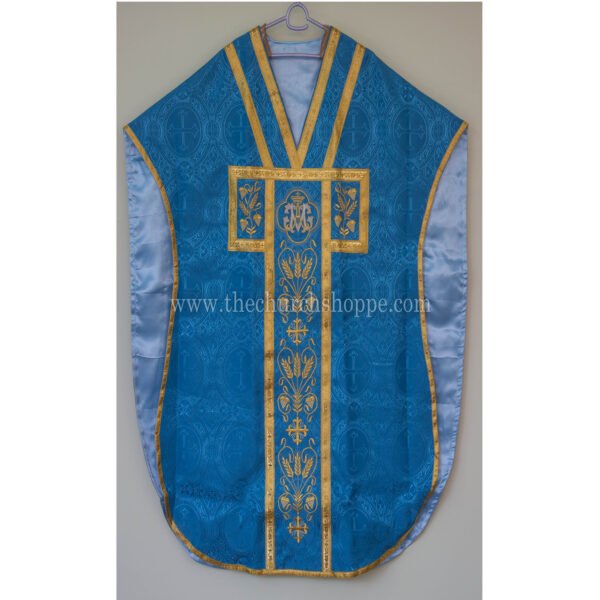 MARIAN BLUE ST. PHILIP NERI VESTMENT AND MASS SET WITH AVE MARIA EMBROIDERY