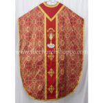 METALLIC RED ST. PHILIP NERI VESTMENT AND MASS SET WITH EUCHARIST EMBROIDERY - Image 2
