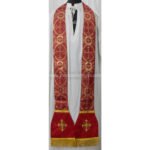 METALLIC RED ST. PHILIP NERI VESTMENT AND MASS SET WITH EUCHARIST EMBROIDERY - Image 3
