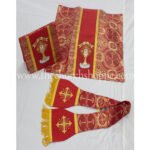 METALLIC RED ST. PHILIP NERI VESTMENT AND MASS SET WITH EUCHARIST EMBROIDERY - Image 4