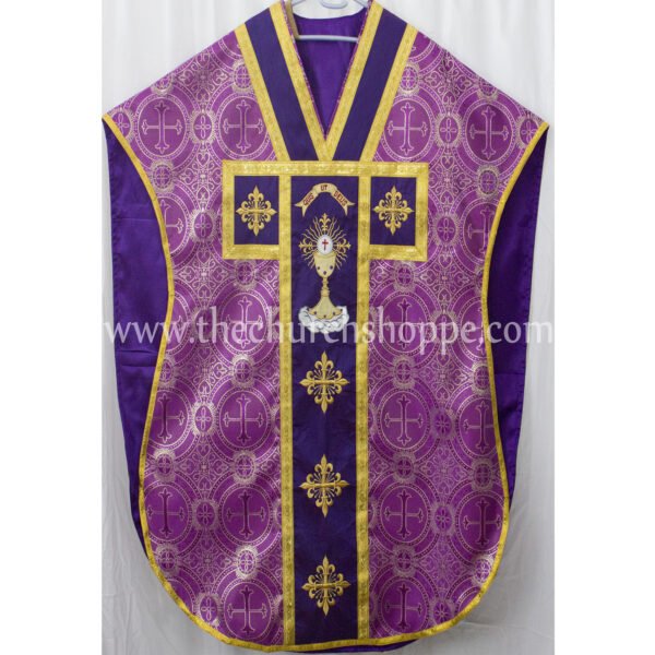 METALLIC PURPLE ST. PHILIP NERI VESTMENT AND MASS SET WITH EUCHARIST EMBROIDERY