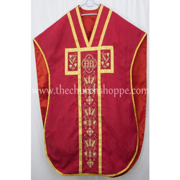 RED ST. PHILIP NERI VESTMENT AND MASS SET WITH IHS EMBROIDERY