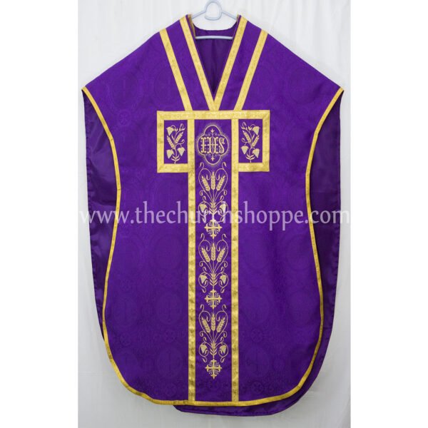 PURPLE ST. PHILIP NERI VESTMENT AND MASS SET WITH IHS EMBROIDERY