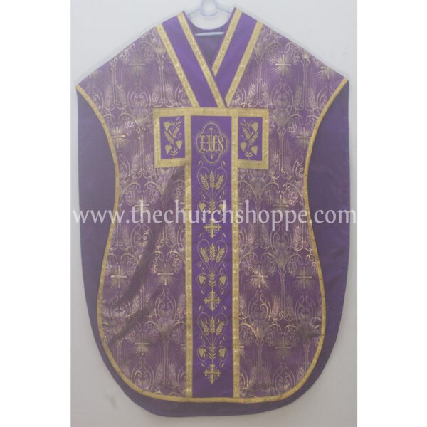 METALLIC PURPLE ST. PHILIP NERI VESTMENT AND MASS SET WITH IHS EMBROIDERY