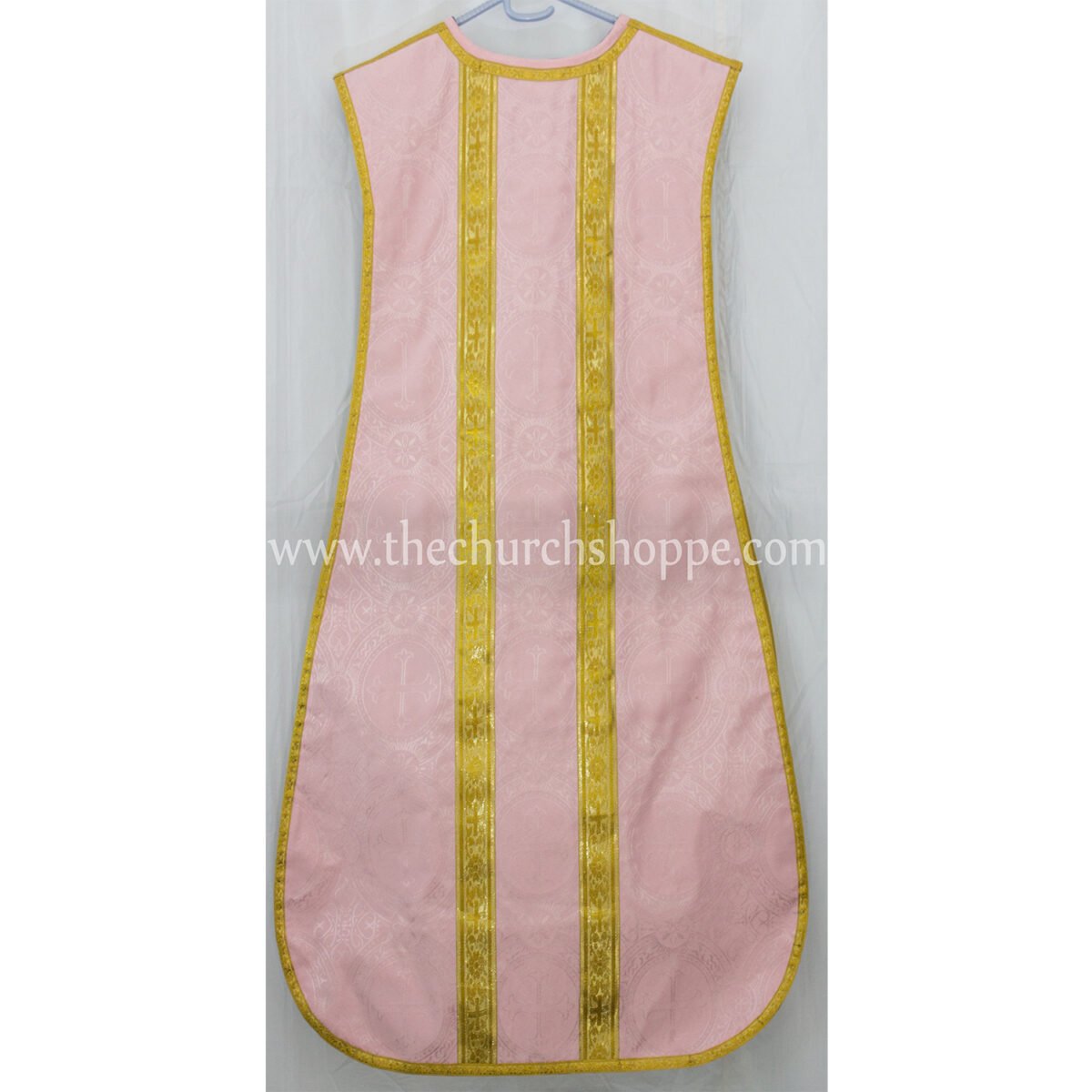 LIGHT ROSE AND PURPLE REVERSIBLE TRAVEL SPANISH FIDDLEBACK VESTMENT AND MASS SET - Image 5