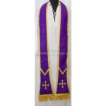 LIGHT ROSE AND PURPLE REVERSIBLE TRAVEL SPANISH FIDDLEBACK VESTMENT AND MASS SET - Image 6