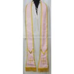 LIGHT ROSE AND PURPLE REVERSIBLE TRAVEL SPANISH FIDDLEBACK VESTMENT AND MASS SET - Image 8