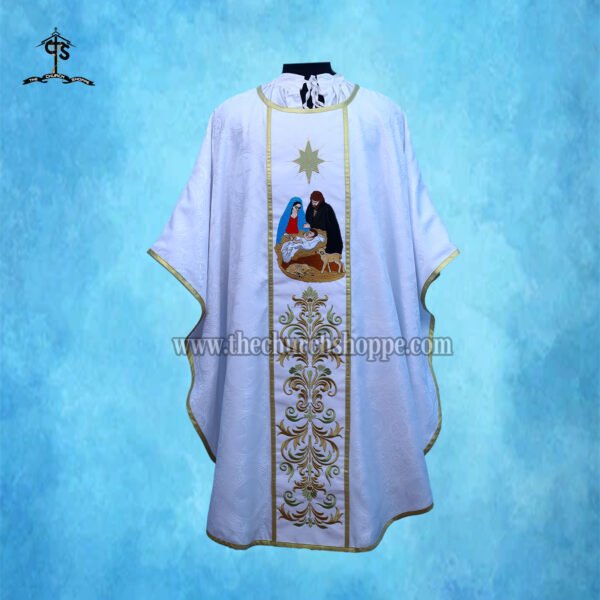WHITE GOTHIC VESTMENT WITH NATIVITY EMBROIDERY