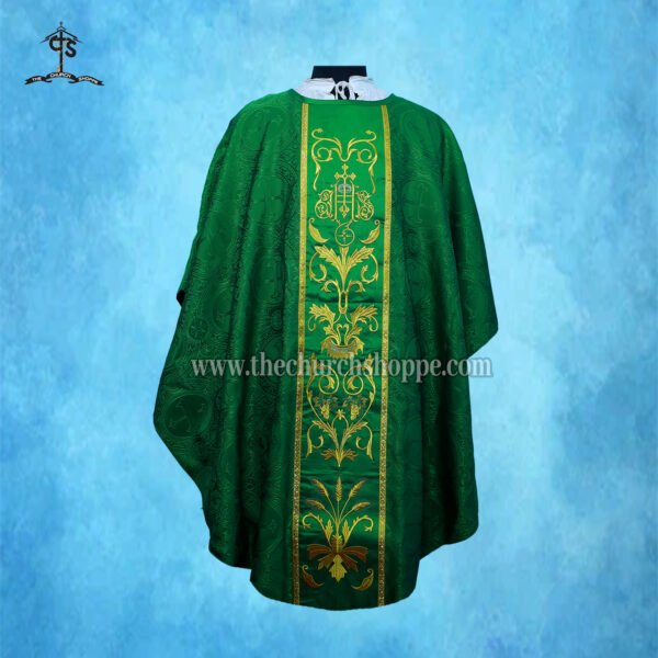 GREEN GOTHIC VESTMENT WITH IHS EMBROIDERY