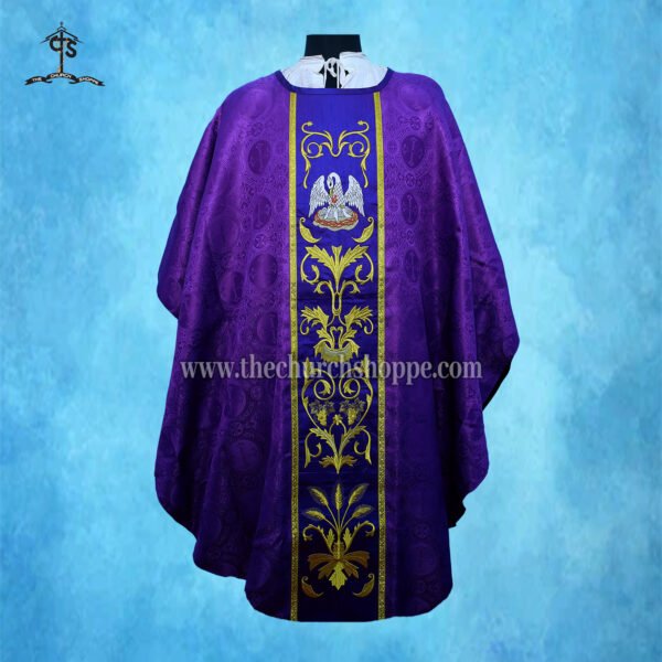 VIOLET GOTHIC VESTMENT WITH PELICAN EMBROIDERY