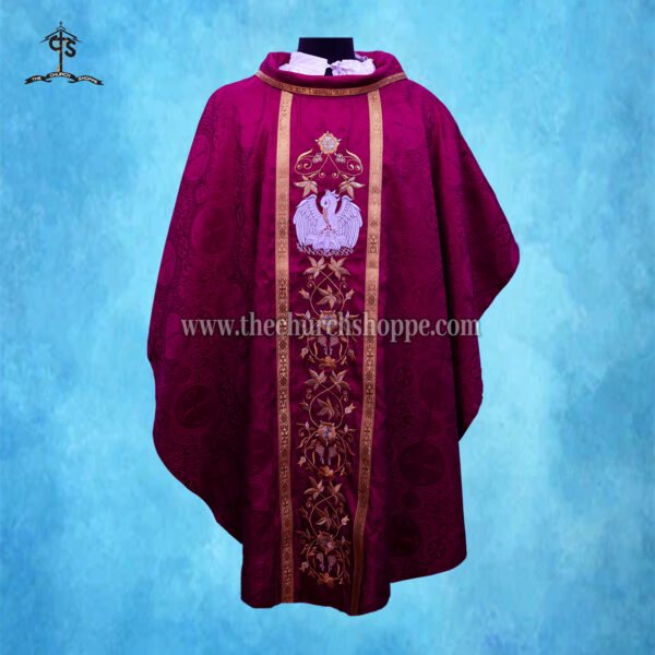 DARK ROSE GOTHIC VESTMENT WITH PELICAN EMBROIDERY