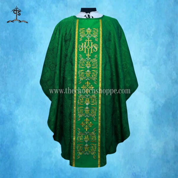 GREEN GOTHIC VESTMENT WITH IHS EMBROIDERY